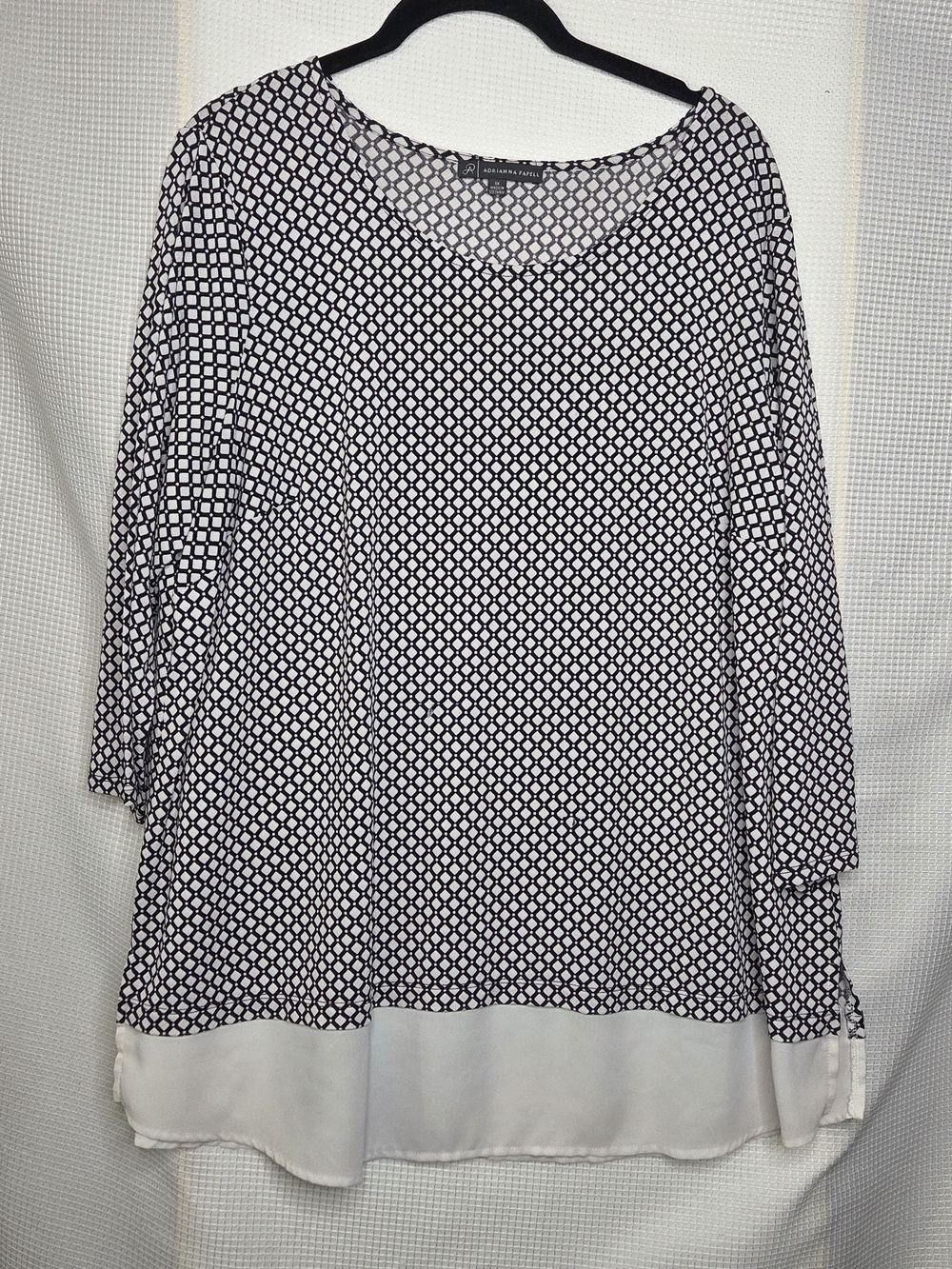Black & White Geometric Print Tunic with Sheer Hem
